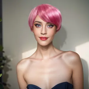 Women Short Pink Bob Wig With Side Bangs High Temperature Synthetic Fiber Heat Resistant Straight Hair For Cosplay Party Daily