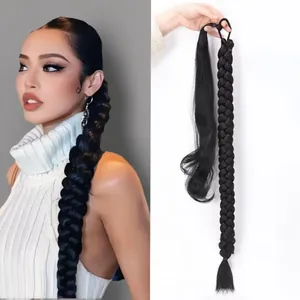 Extension de Queue de Cheval Tressée Longue en Fibre Synthétique Haute Température Enveloppante Pour Femmes Coiffure Quotidienne