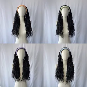 Lunga Parrucca con Fascia Onde d'Acqua per Donna Fibra Sintetica ad Alta Temperatura Grandi Onde Capelli Ricci Vintage Retro Quotidiano Festa Estensioni