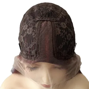 Lace-Front-Perückenkappe in Dunkelbraun mit feinem Netzgewebe und sicheren Innenkämmen