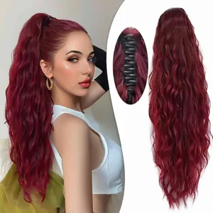Claw Clip Ponytail Extension Long Wavy Water Wave Synthetic Hairpiece For Women Heat Resistant Fiber Volumizing Hairpiece