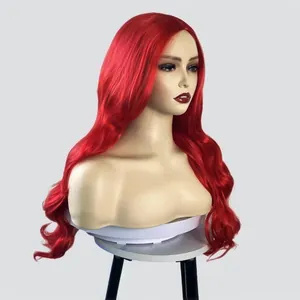 Longue perruque rousse ondulée de cosplay pour Mera avec brillance naturelle