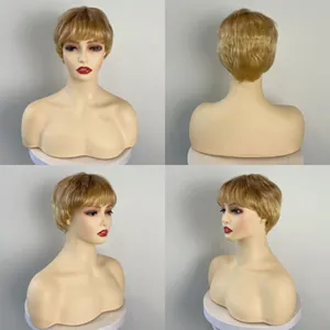 Perruque bob synthétique courte blonde avec vue multi-angle pour un look complet
