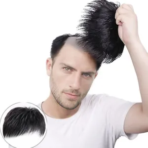 Toupet invisible pour hommes en cheveux noirs courts pour couvrir le sommet du crâne