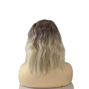 Long ombre blonde water wave synthetic wig for women showing realistic back view texture