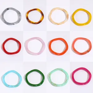 Retro twisted resin bangles set with colorful marble texture and various vibrant shades