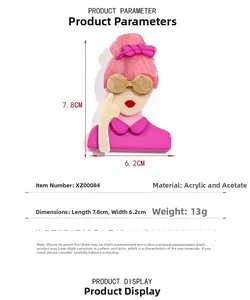 Detail view of cartoon brooch dimensions 7.8cm x 6.2cm with weight 13g specifications
