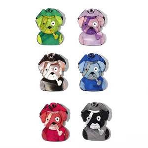 Set of 6 colorful acrylic pirate dog brooches with marble texture and glossy finish
