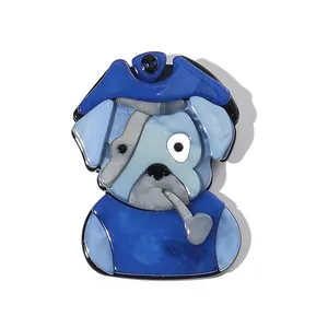 Cartoon pirate dog acrylic brooch with marble texture for luxury suit decoration