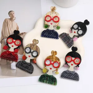 Lot de 6 broches modernes en acrylique pour fille avec lunettes de soleil et pois