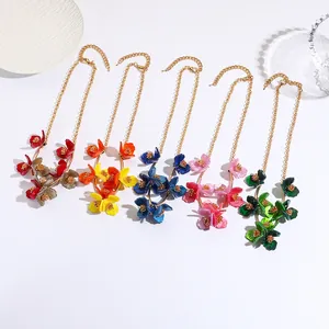 Collier Plastron Floral en Acrylique Pour Femmes Chaîne en Alliage Plaqué Or Pendentif Fleur Colorée Bijoux Bohème