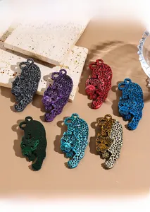 Selection of acrylic cheetah pendants in seven colors for DIY jewelry making