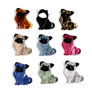 Mode Handgefertigte Acryl Cartoon Mops Hund Brosche Süße Tier Pin Für Kleidung Rucksack Zubehör Damen Herren Schmuck Geschenk