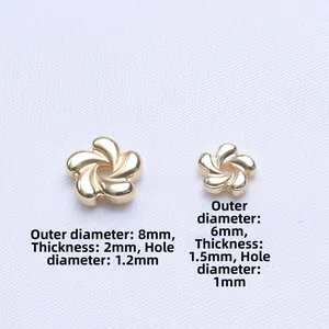 14k gold plated plum flower spacer beads in 6mm and 8mm sizes for DIY jewelry making