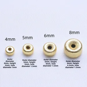 18k gold plated brushed spacers in 4mm to 8mm sizes for DIY jewelry making