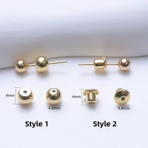 18K gold-plated 4mm and 4.8mm ball stud earrings with butterfly silicone backs