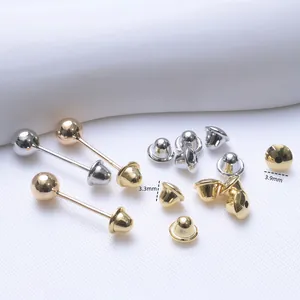 Fermoirs de boucles d'oreilles plaqués or 18K avec silicone en 3,3mm et 3,9mm