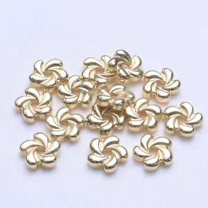 14K gold filled plum blossom spacers for DIY jewelry making with polished finish