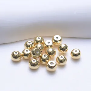 Polished 18K gold plated 5mm round metal spacer beads for DIY jewelry making