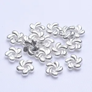 Polished silver plum blossom spacers for DIY jewelry making with metallic flower shape