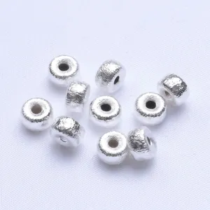 Brushed silver finish metal wheel spacer beads for DIY jewelry making and necklace crafts