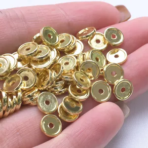 Macro de cuentas espaciadoras circulares de 3mm bañadas en oro 18K para joyería DIY