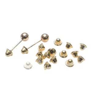 Boucles d'oreilles boules plaquées or 18 carats avec fermoirs à vis et bouchons silicone