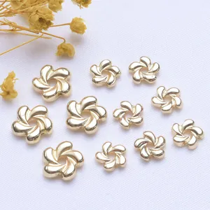Color Preserving Gold Filled Plum Blossom Spacer Beads Alloy Flower Shape Loose Beads For DIY Necklace Bracelet Making Jewelry Finding