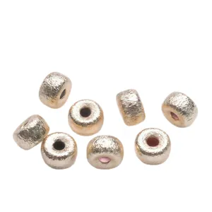 Polished 18k gold plated brushed wheel spacer beads for DIY jewelry making and crafts