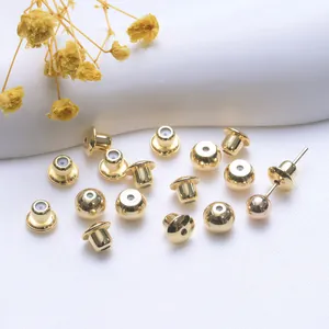 18K gold plated 5mm round ball ear nuts with silicone inserts for jewelry making