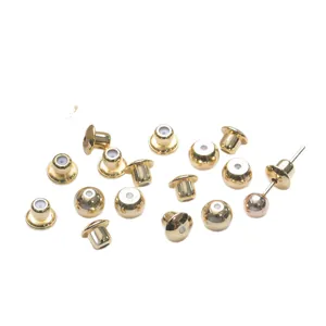 Polished 18K gold plated 5mm ball ear nuts with silicone butterfly backings for jewelry