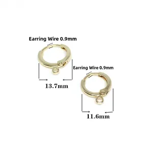 Dormeuses rondes en or 14 carats avec anneau pour la création de bijoux DIY