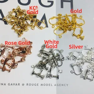 Convertitori per orecchini a clip regolabili in oro, argento e oro rosa per fai-da-te