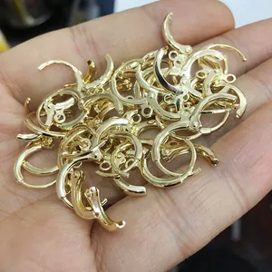 Dormeuses en plaqué or 14k avec anneau pour la création de bijoux DIY mode