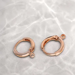 Fermoir boucle d'oreille rond plaqué or 14 carats avec anneau pour création DIY