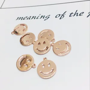 Ciondoli faccina sorridente placcati oro rosa 14k per creazione gioielli fai da te