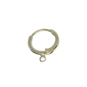 Apprêts boucles d'oreilles dormeuses rondes plaqué or 14k avec anneau pour bijoux DIY
