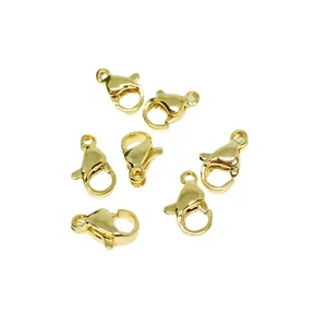 Set mit sieben 18k vergoldeten Edelstahl Karabinern für DIY Schmuckherstellung