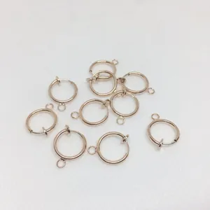 Set of 10 golden spring clip-on earring converters with loop for DIY jewelry making
