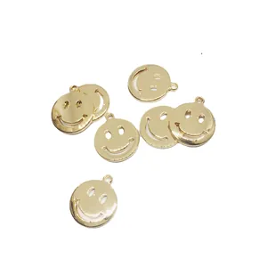 Ciondoli Faccina Sorridente in Rame per Creazione Gioielli DIY Bracciale Collana Accessorio Tondo Traforato Charms