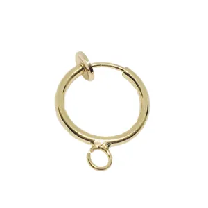 Polished 13mm gold spring ear clips with hanging loop for DIY jewelry making