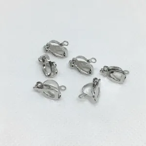 6 pieces of silver metal clip-on earring converters with loops for non-pierced ears