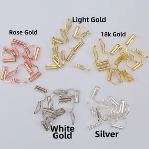 Convertidores de clips de oreja triangulares bañados en oro de 18k en cinco colores metálicos