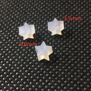 Detail view of star-shaped silicone earring backs showing 6.0mm width and 3.7mm thickness