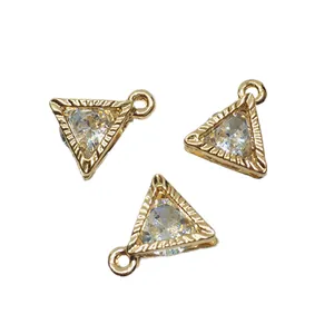 Three gold triangle zircon charms for DIY jewelry making and handmade accessories