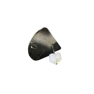 Brushed silver heart-shaped earring stud with eco-friendly clear silicone back stoppers