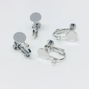 Detailed view of silver screw-back clip-on earring converters with open loop findings