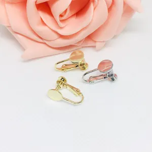 Adjustable screw-on ear clip converters in gold and silver plating for DIY jewelry making