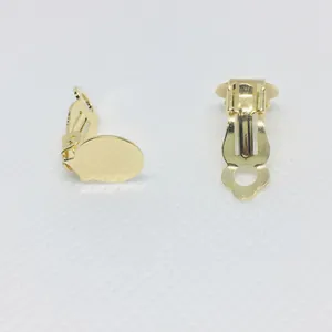 Par de convertidores de pendientes de clip de cobre dorado con base redonda de 10 mm