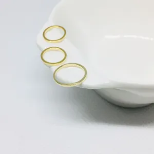 Set of three minimalist 14k gold plated round thin stacking rings for DIY jewelry